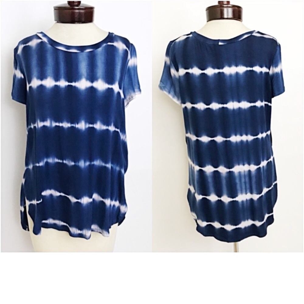 📍SALE Gypsy Tie Die Soft Stretchy Indigo Tee Top - Picture 5 of 6
